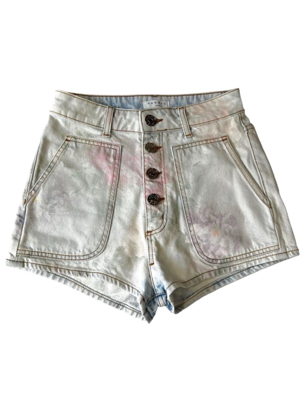 SANDRO Flow Floral Denim Shorts